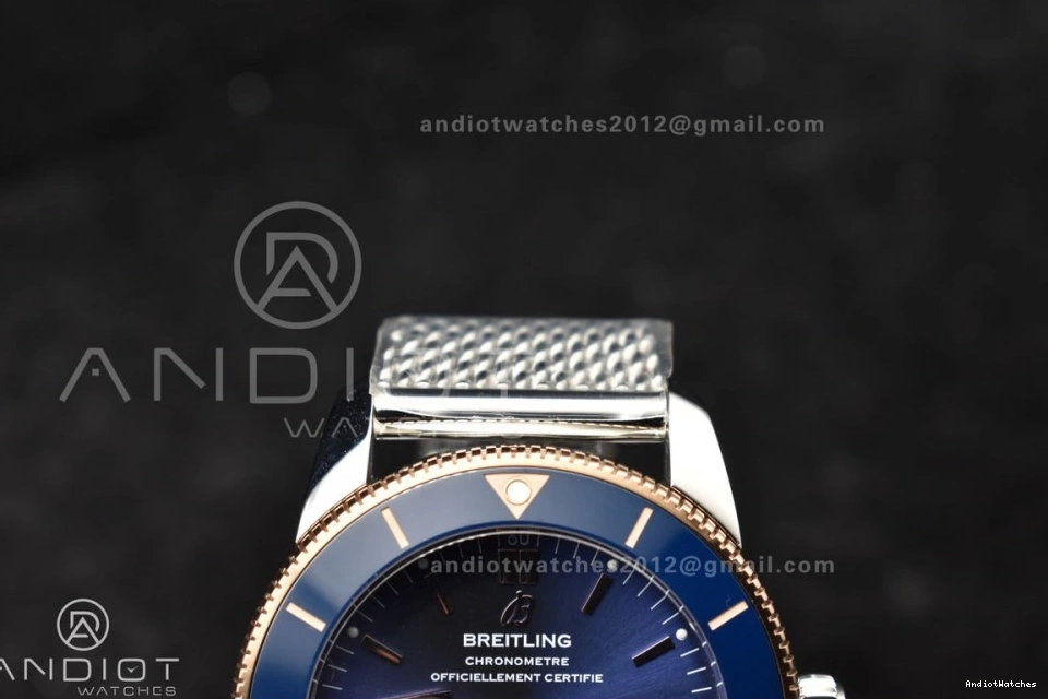 Blue and Bezel RG Dial SuperOcean BLSF A Heritage Ceramic WaterResistant 1172 SS II Bezel Mesh Bracelet 42mm Blue on 1118